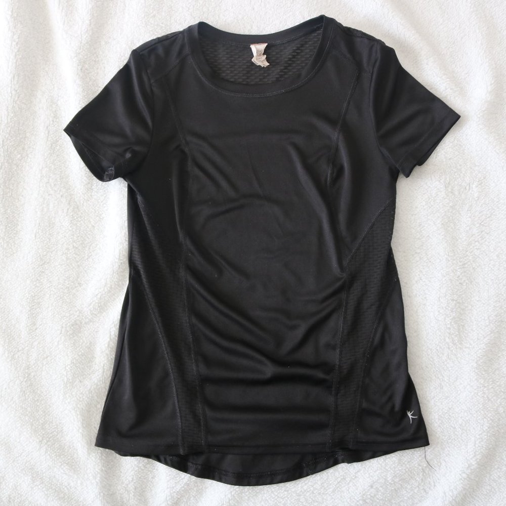 Danskin Now Black Mesh Wick Workout Shirt size M